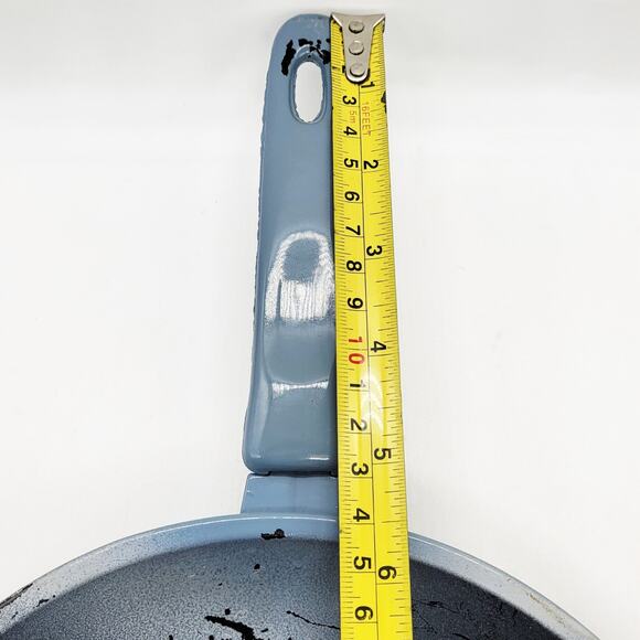 Quartz Blue Painted Cottage Scenery 8" Fry Pan Decorative Wall Clock Made in USA - Picture 10 of 10